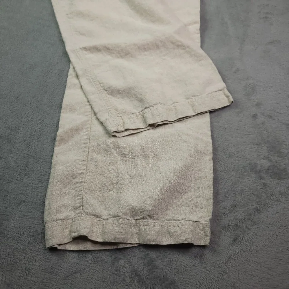 Chicos Womens Linen Pants 12 (2) Relaxed Beige Casual Beach Mid Rise - Picture 5 of 7